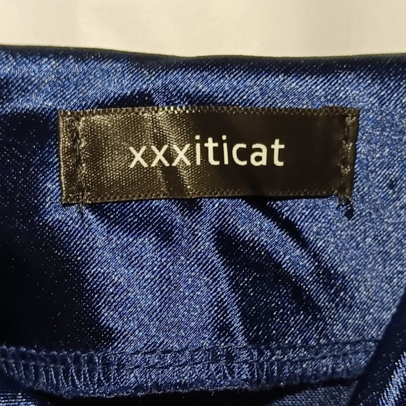 XXXITICAT EUC Women's Satin Cocktail Midi Dress, Dark Blue, Large - Picture 3 of 10
